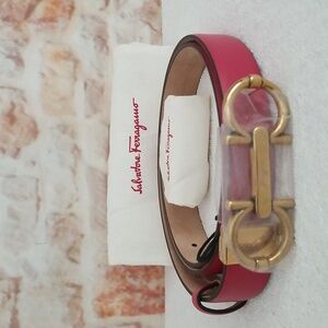 New Salvatore Ferragamo Gancini-Buckle Leather Belt